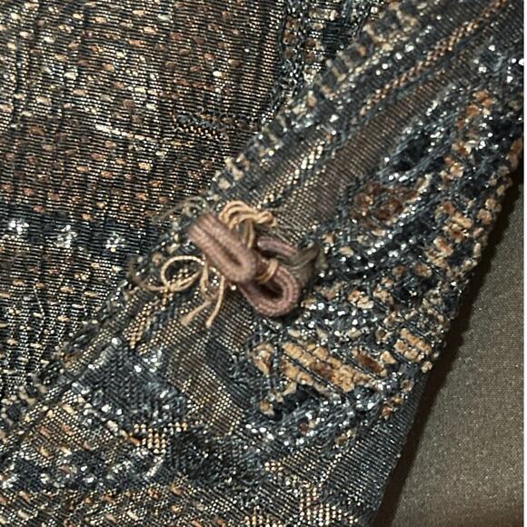 Chico's Womens Size Medium Dressy Brown Black Shimmer Sequin Bead Blazer Jacket - Picture 12 of 15